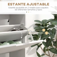 HOMCOM Zapatero Estrecho con 4 Cajones Abatibles y Patas de Madera Mueble Zapatero para 16 Pares 95x26x95 cm Blanco(m-5)