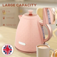 HOMCOM 3kW Rapid Boil Honeycomb Kettle - Light Pink(m-5)