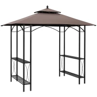 Outsunny 2.5 x 1.5m BBQ Tent Canopy Patio Outdoor Awning Gazebo Party Sun Shelter - Coffee(m-1)