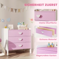 AIYAPLAY Kinder-Kommode mit 3 Schubladen, MDF, Aufbewahrungsschrank für Kinder, Rosa+Weiß(m-6)
