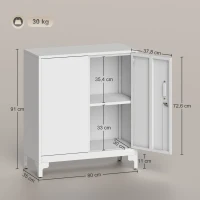 HOMCOM Armario de Oficina de Metal con Puertas con Cerradura, Cómoda de Oficina, Diseño de 2 Estanterías, Color Blanco(m-3)