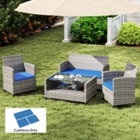 Outsunny Outdoor Seat Cushion Pads for Rattan Furniture, 3 PCs Garden Furniture Cushions,  Sky Blue(m-2)