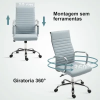 Vinsetto Cadeira de Escritório Giratoria 360° Inclinável com Altura Ajustável Rodas Apoio de Braços 54x62x104-114 cm Cinzento Claro(m-7)