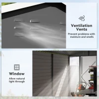 Outsunny 9x 6FT Metal Outdoor Garden Shed, Galvanised Tool Storage Shed w/ Sloped Roof, Lockable Door for Patio Lawn, Dark Grey(m-6)
