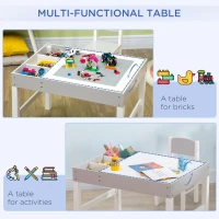 HOMCOM Kids Table and Chair Set, with Storage Space - Grey(m-4)