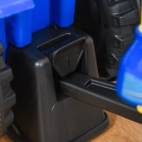 HOMCOM Porteur tracteur enfants avec coffre amovible, râteau et pelle, voiture enfants avec lumière LED et klaxon, bleu(m-9)