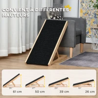 PawHut Rampe pour chien de grande taille pliable, escalier pour chien canapé avec hauteur ajustable 26-61 cm, noir(m-6)