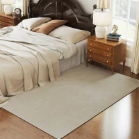 HOMCOM Teppich Wohnzimmer 160x230 cm Waschbar in Waschmaschine Langer Flor Moderner Stil Teppich für Wohnzimmer Schlafzimmer Creme(m-4)