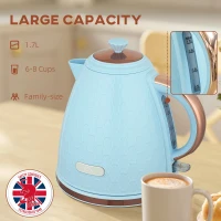 HOMCOM 3kW Rapid Boil Honeycomb Kettle - Light Blue(m-5)