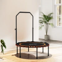 SPORTNOW 40" Foldable Fitness Trampoline Rebounder with Handle, Orange(m-8)