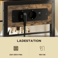 HOMCOM Druckerständer Druckeregal mit Rollen, Steckdosen, USB- und USB-C-Anschlüsse bis 40 kg Rustikalbraun(m-4)