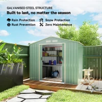 Outsunny 7 x 4ft Metal Garden Shed, Outdoor Storage Tool House with Ventilation Slots, Foundation Kit and Lockable Double Doors, Light Green(m-4)