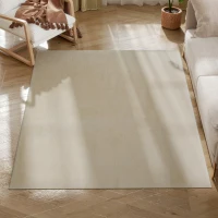 HOMCOM Alfombra Salón 120x160 cm Lavable en Lavadora Pelo Largo Estilo Moderno Tapete para Sala de Estar Dormitorio Crema(m-10)