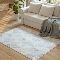 HOMCOM Modern Area Rug, Geometric Pattern Non-Slip Washable Rug, Soft Floor Carpet for Living Room, Bedroom, Dining Room, Home Office, 170 x 120 cm, Grey(m-8)