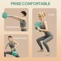 SPORTNOW Kettlebell 8 kg, avec poignée antidérapante, pour fitness musculation cardio, 19 x 19 x 28 cm, vert(m-5)