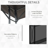 Outsunny 2.5 x 1.5m BBQ Tent Canopy Patio Outdoor Awning Gazebo Party Sun Shelter - Coffee(m-6)