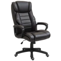 Vinsetto Fauteuil de bureau massant  fauteuil bureau ergonomique grand confort hauteur réglable fonction dossier à bascule revêtement synthétique brun(m-10)