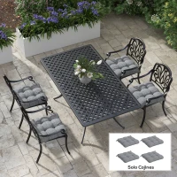 Outsunny Conjunto de Cojines para Sillas de Comedor y Jardín Impermeable y Anti-UV con 2 Cordones de Fijación 48x48x10 cm Gris(m-2)