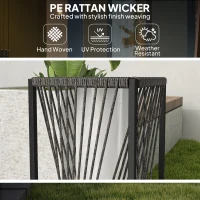 Outsunny Garden Rattan Lamp, 77 cm Tall Solar Rattan Floor Lamp, Solar Garden Light with Auto On/Off LED Lights, IP44 Waterproof for Outdoor, Porch, Pathway, Deck, Grey(m-6)