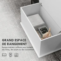 HOMCOM Coffre de rangement, banc de rangement avec couvercle rabattable et charnières de sécurité, 80 x 40 x 40 cm, blanc(m-4)