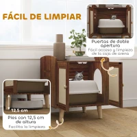 PawHut Mueble Arenero para Gatos Mesa Auxiliar con Puertas con Esteras de Sisal para Salón Dormitorio 55x43x59,6 cm Marrón(m-7)