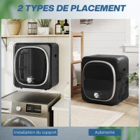 HOMCOM Secadora de ventilación eléctrica 800 W 4 Kg con 5 modos de secado, tambor de acero inoxidable, carga frontal(m-4)