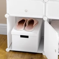 HOMCOM Schuhschrank, Regal mit Aufbewahrungsboxen, Kleiderschrank, Kunststoff, Stahl, Weiß, 75 x 37 x 73 cm(m-8)