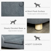 PawHut Dog Sofa Bed Pet Chair Couch with Water Resistant Fabric, Kitten Lounge with Soft Cushion, Wooden Frame for Mini Size Dogs - Grey(m-5)