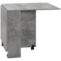 HOMCOM Mesa de Cocina Plegable con Ruedas 2 Estantes de Almacenaje y 2 Alas Abatibles Estilo Moderno 75x140x74 cm Gris Cemento