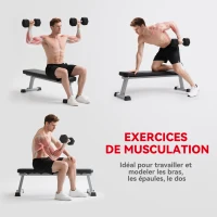 HOMCOM Haltère courte poids 20 Kg - Haltère hexagonale entraînement musculaire & haltérophilie - métal caoutchouc noir(m-7)