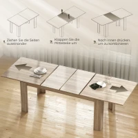 HOMCOM Uitschuifbare Eettafel, uitbreidbaar van 180 naar 260 cm, voor 6-10 personen, Hout(m-5)