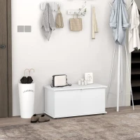 HOMCOM Coffre de rangement, banc de rangement avec couvercle rabattable et charnières de sécurité, 80 x 40 x 40 cm, blanc(m-2)