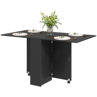 HOMCOM Table pliante de cuisine salle à manger amovible sur roulettes 75 x 140 x 74 cm coloris noir