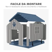 PawHut Casetta per Cani Taglia Media da Esterno Impermeabile con Base Rialzata e Finestre, 85x79x82 cm, Grigio(m-7)