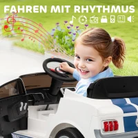 AIYAPLAY 12V Kinderauto met Afstandsbediening, 2 Motoren, Claxon, LED Verlichting en Muziek, Wit(m-7)