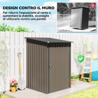 Outsunny Casetta da Giardino Porta Attrezzi in Acciaio Galvanizzato e Porta, 100x103x160cm, Marrone(m-6)