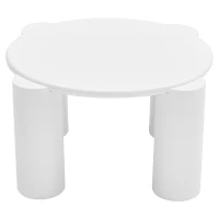 Modern Centre Table with Sturdy Support and Easy Assembly, Round Coffee Table, Smooth Rounded Edges, 70L x 70W x 39.5H cm, White(m-12)
