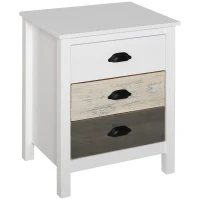 HOMCOM Mesilla de Noche con 3 Cajones Mesa de Noche para Dormitorio Salón 50x38x65 cm Blanco(m-1)