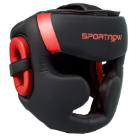 SPORTNOW Casco de Boxeo Helmet MMA con Correa Ajustable para Grappling Sparring Artes Marciales Kickboxing Karate Rojo y Negro(m-1)