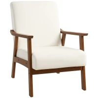 HOMCOM Boucle Seat Mid Century Accent Chair - White(m-10)