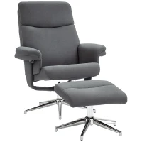 HOMCOM Velvet-Feel Recliner Chair and Ottoman - Dark Grey(m-10)
