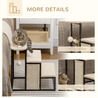 PawHut Three-Step Pet Stairs, with Sisal Scratching Board, Toy Hanging Ball, Steel Frame(m-5)