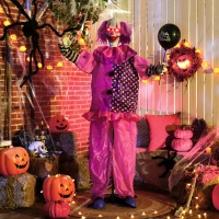Outsunny 5′7″ Scary Animated Clown Decoration - Pink/Purple(m-9)