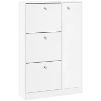 HOMCOM Shoe Cabinet with 3 Flip Drawers, Narrow Shoe Storage Cabinet with 5-tier Cupboard and Adjustable Dividers for Hallway, Entryway, White(m-10)