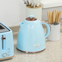 HOMCOM Kettle and Toaster Set, 1.7L 3000W Fast Boil Jug Kettle, 4 Slice Toaster with 7 Level Browning Controls, Light Blue(m-8)