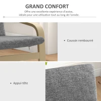 HOMCOM Fauteuil de salon, fauteuil chambre avec accoudoirs incurvés, coussin, tissu aspect lin, 65 x 79 x 98 cm, gris(m-6)