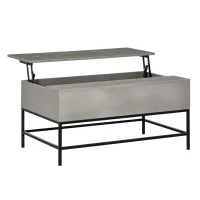 HOMCOM Mesa de Centro Elevable con Espacio de Almacenaje Oculto para Salón Comedor 90x60,5x45,5 cm Gris Cemento(m-10)