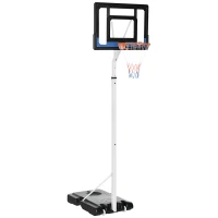 SPORTNOW 2.6-3.1m Adjustable Basketball Hoop and Basketball Stand w/ Backboard and Weighted Base, Portable on Wheels, White(m-10)