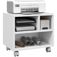HOMCOM Support d'imprimante meuble de rangement bureau caisson 4 compartiments ouverts 40L x 30l x 36H cm blanc(m-11)