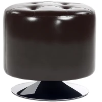 HOMCOM 360° Swivel Foot Stool Round PU Footstool with Thick Sponge Padding and Solid Steel Base, Brown(m-10)